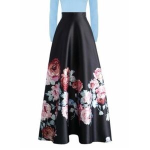 Floral Black Maxi Skirt